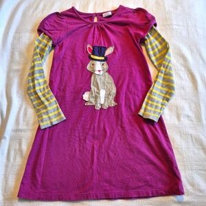 Mini Boden girls size 9-10 purple top hat bunny dress, VGUC